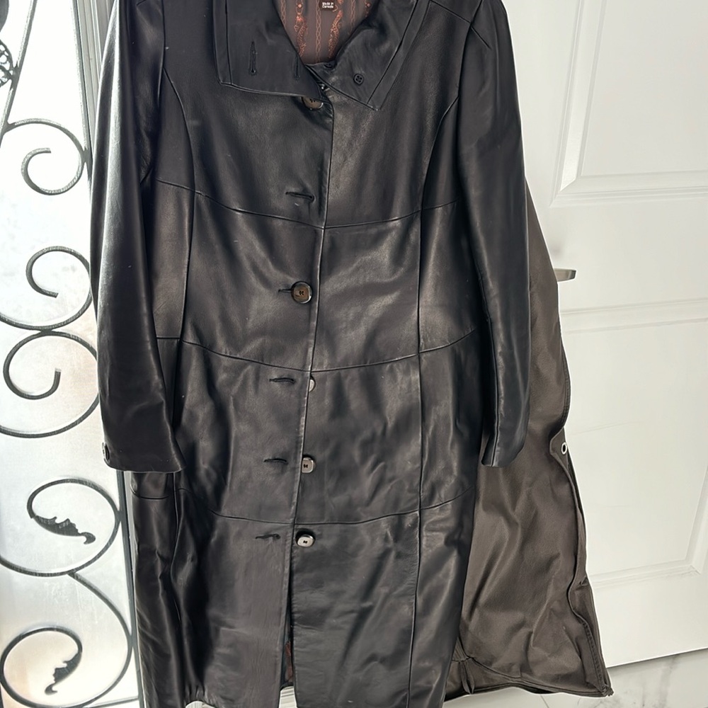 Danier long leather jacket size L